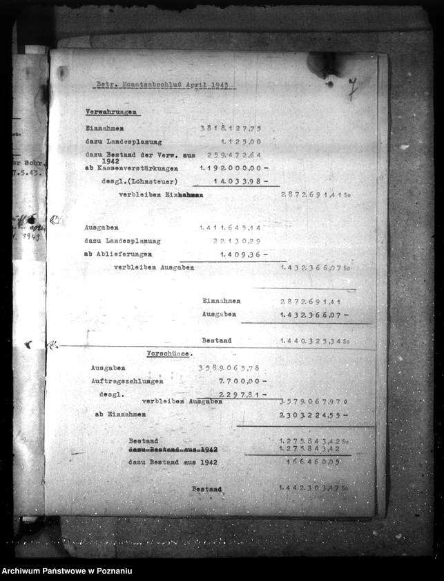 Obraz 11 z jednostki "Abschlussnachweisungen der Reichshauptkasse"