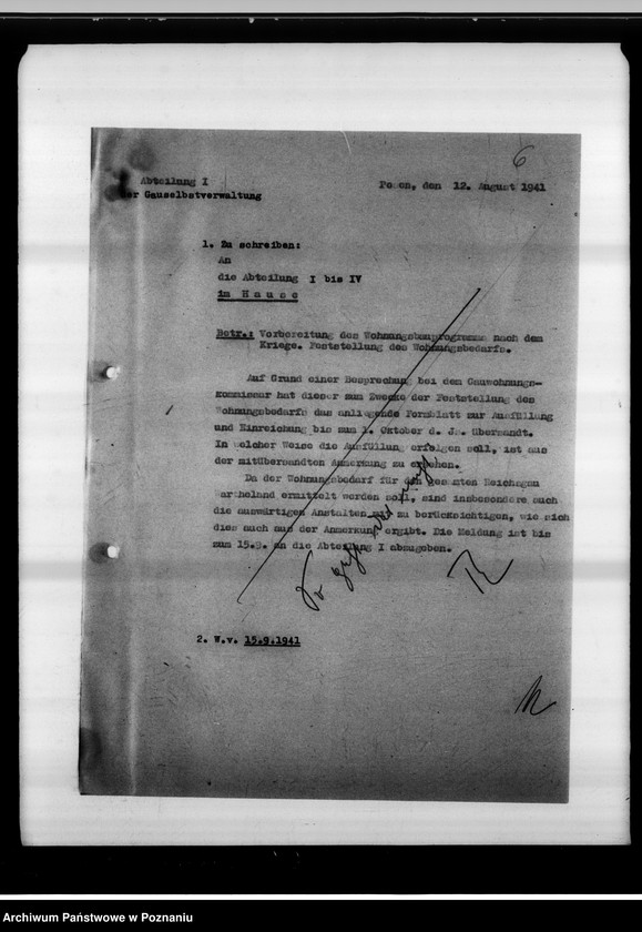 Obraz 11 z jednostki "Vorbereitung des Wohnungsbauprogrammes nach dem Kriege. Feststellung des Wohnungsbedarfes."