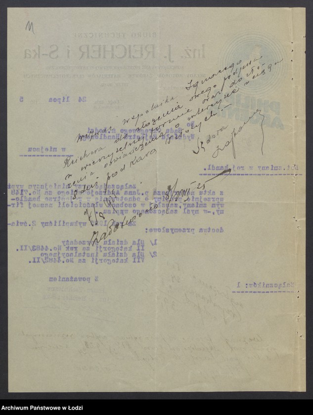 Obraz 13 z jednostki "Inż. Jakób Reicher i S-ka- Biuro Elektrotechniczne"