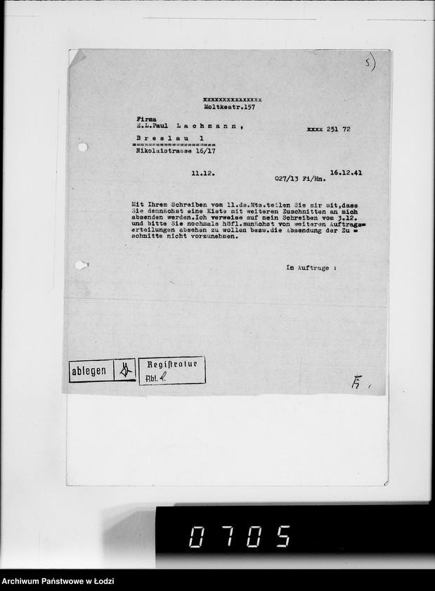 Obraz 10 z jednostki "[Korespondencja z urzędami, instytucjami i firmami] Lit.Lo-Lod."