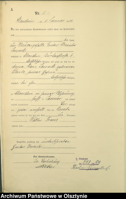 image.from.unit.number "Geburts-Haupt-Register Tom I,Nr 1 - 394"