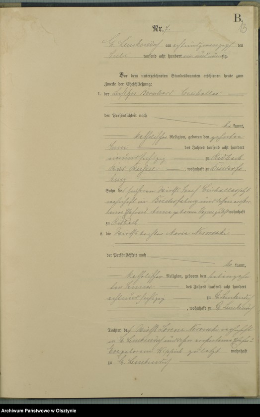 image.from.unit.number "Heiraths-Haupt-Register Nr 1 - 22 i 1 - 20"