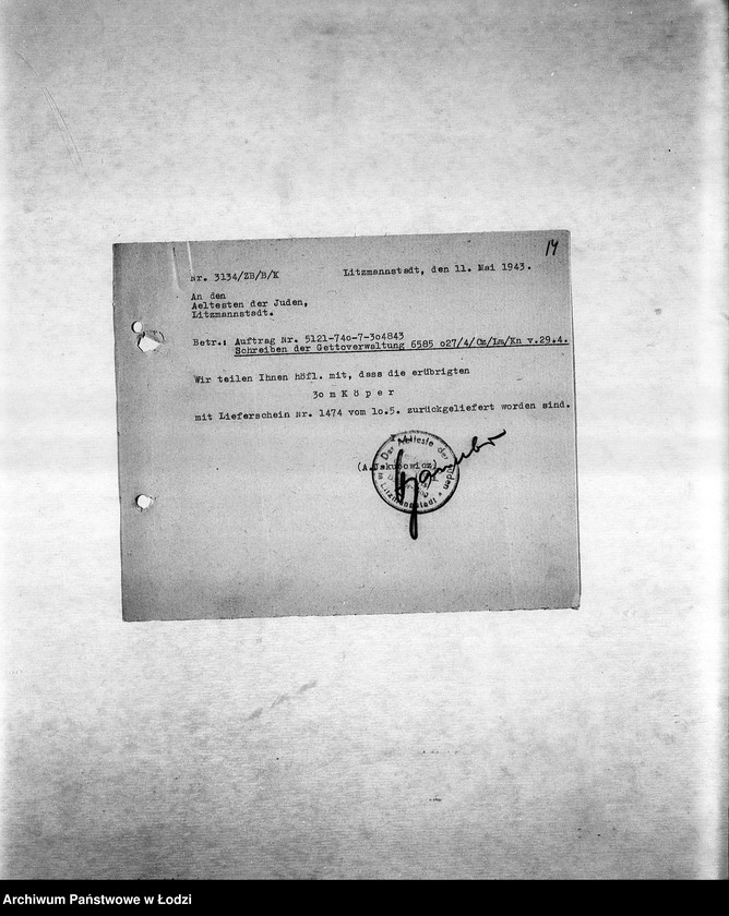 Obraz 17 z jednostki "Arbeitsressort K. [Niemieckie zamówienia do resortów pracy, produkcja, zapotrzebowanie materiałów dla produkcji]"