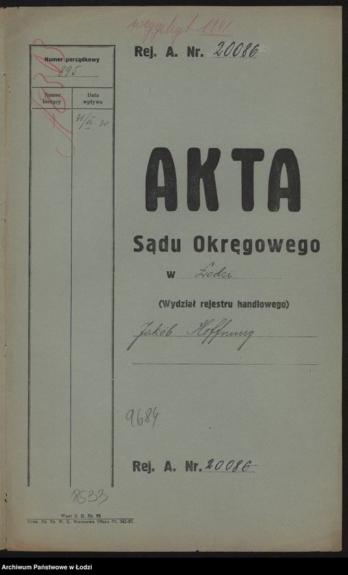 Obraz 2 z jednostki "Jakób Hoffnung- hurtowa sprzedaż komisowa przędzy bawełnianej"