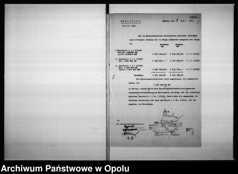 Obraz 13 z jednostki "Abschnitt J I. Kapitalien u[nd] Schuldenverwaltung Rechnungsjahr 1930"