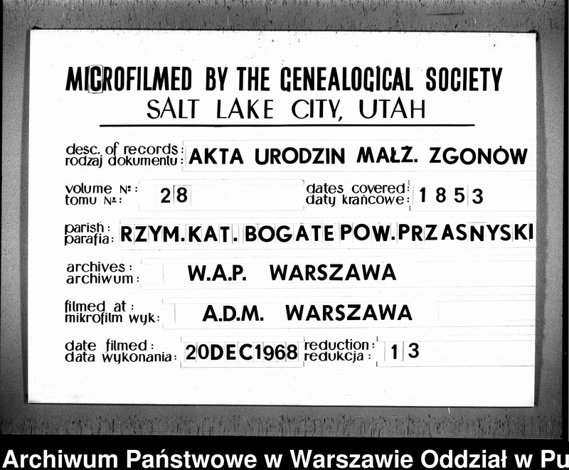Obraz 1 z jednostki "Akta urodzeń, małżeństw i zgonów"