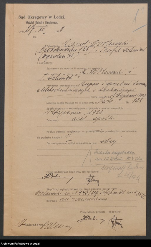 Obraz 3 z jednostki "K. Borkowski i T. Schmidt – kupno i sprzedaż towarów elektrotechnicznych i technicznych"