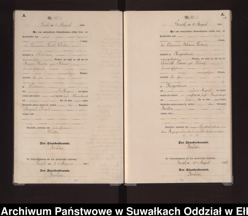 image.from.unit.number "Geburts-Neben-Register des Königlichen Preussischen Standes-Amtes Gneist Kreis Loetzen"