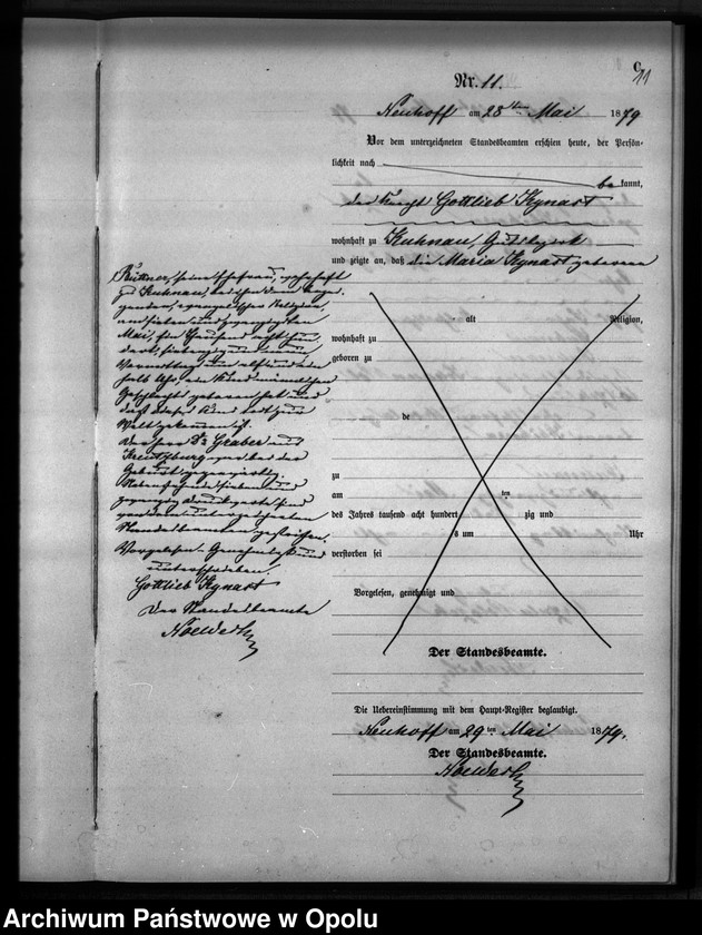 Obraz 14 z jednostki "Sterbe-Neben-Register Standesamts Kuhnau pro 1879"