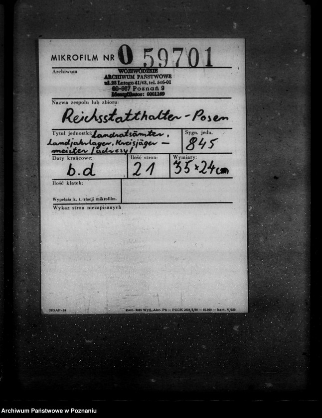 Obraz 2 z jednostki "Landratsämter, Landjahrlager, Kreisjägermeister (adresy)"