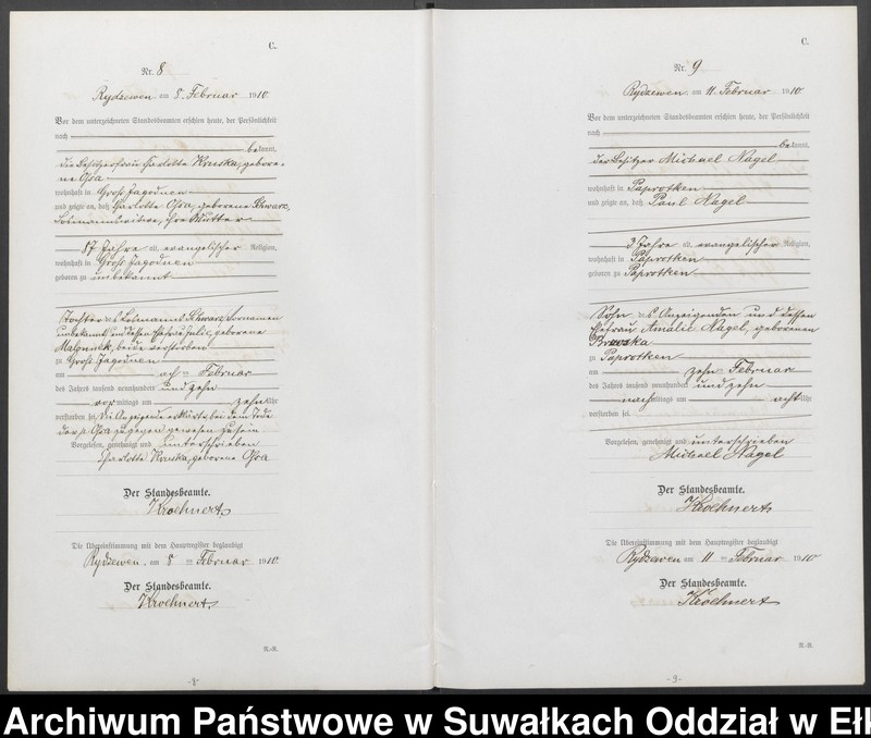 image.from.unit.number "C 2. Sterbe=Register (Neben=Register) Standesamt Rydzewen"