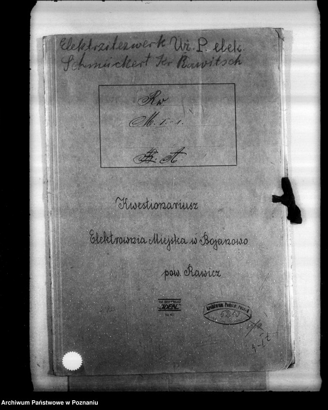 Obraz 4 z jednostki "Kwestionariusz Elektrowni Miejskiej w Bojanowie powiat rawicki"