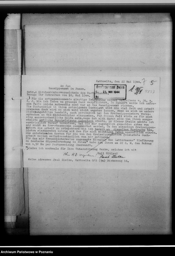 Obraz 11 z jednostki "[Kwerenda genealogiczna - dotyczy Paula Zielke z Katowic]"