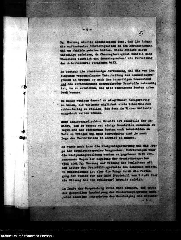 Obraz 9 z jednostki "Vermerk über die Besprechung bei dem Gauleiter. Sonderbauprogramm 1940/ 41."