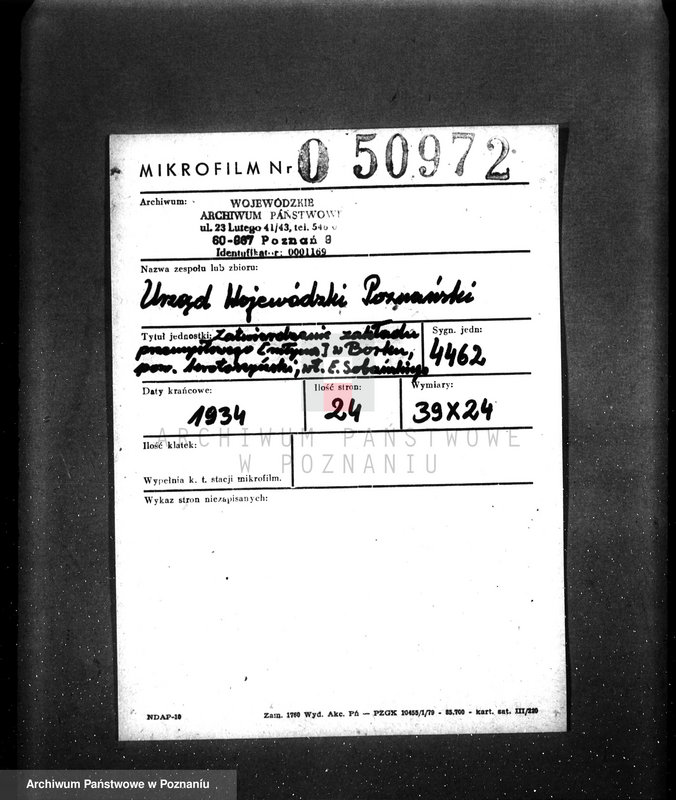 image.from.unit.number "Zatwierdzenie zakładu przemysłowego /młyna/ w Borku, pow. krotoszyński własność E. Sobańskiego"
