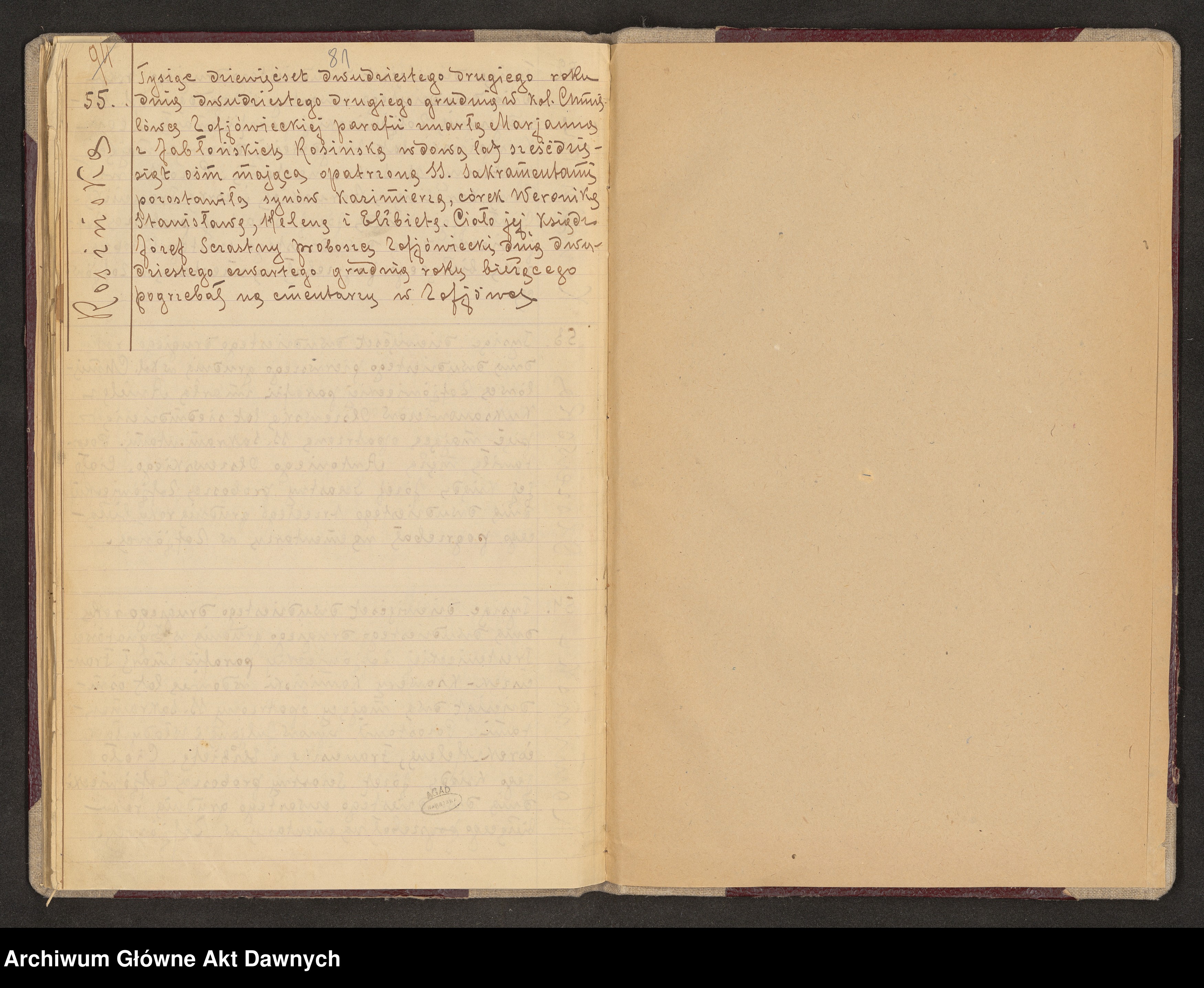 Skan z jednostki: Parafia: Zofiówka. Dekanat: Łuck. Księga metrykalna urodzeń, ślubów, zgonów