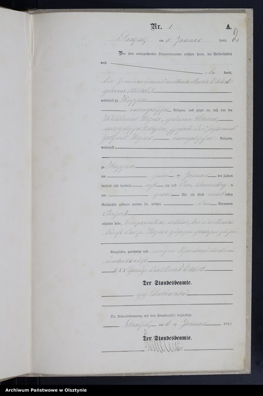 image.from.unit.number "Geburts-Neben-Register Nr 1 - 20 /Fragment księgi/"