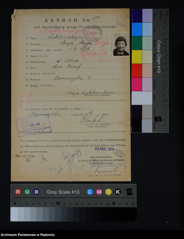 Obraz 5 z jednostki "[Wnioski o wydanie dowodów osobistych oraz nie odebrane dowody Lichtensztajn - Lipszyc]"