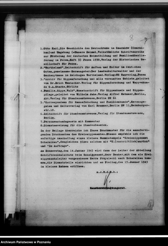 Obraz 12 z jednostki "[Korespondencja w sprawach organizacyjnych, sprawozdanie z działalności , uwagi powizytacyjne] Kreissippenamt Scharnikau [Czarnków]"