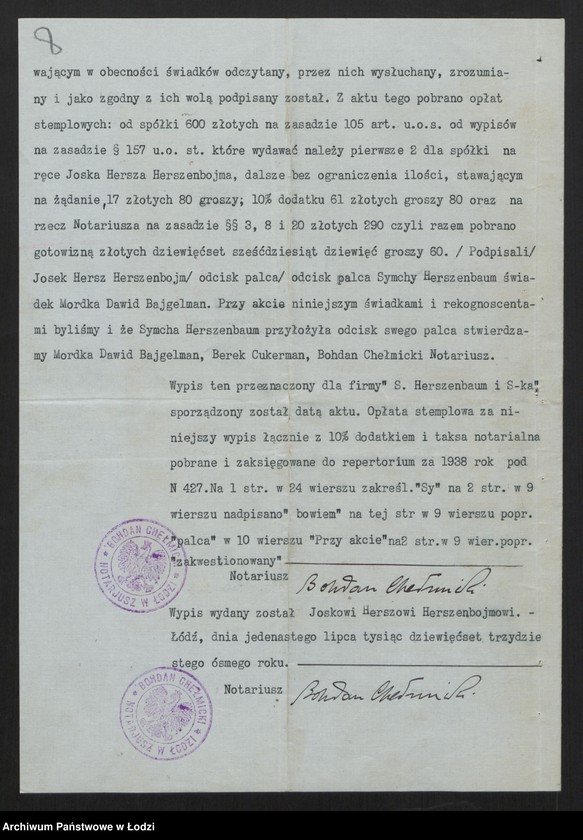 Obraz 10 z jednostki "Symcha Herszenbaum, Josek Hersz Herszenbojm- sprzedaż odpadków włókienniczych"