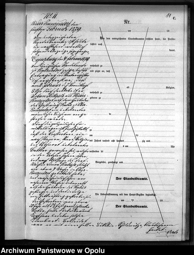 Obraz 14 z jednostki "Sterbe-Neben-Register Standesamts Kunzendorf pro 1879"