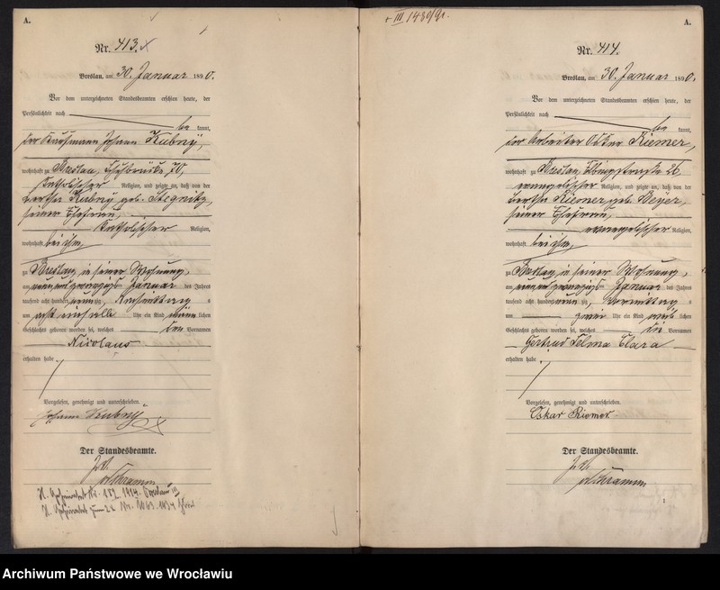 image.from.unit.number "Geburts-Haupt-Register Breslau I 1890 Band 2"