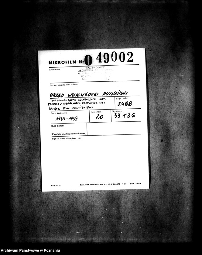 Obraz 2 z jednostki "Akta techniczne dotyczące podziału wspólnego pastwiska wsi Święte powiatu konińskiego"