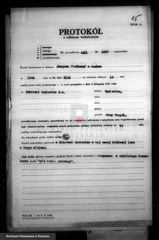 Obraz 20 z jednostki "Cukrownia Opalenica Spółka Akcyjna, nr woj. 1597"