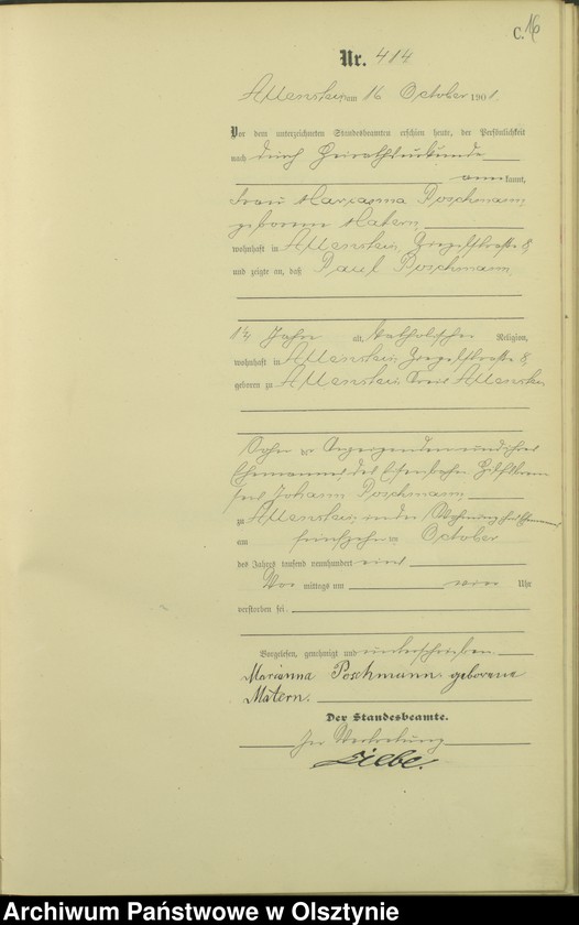 image.from.unit.number "Sterbe-Haupt-Register Tom II,Nr 400 - 542"