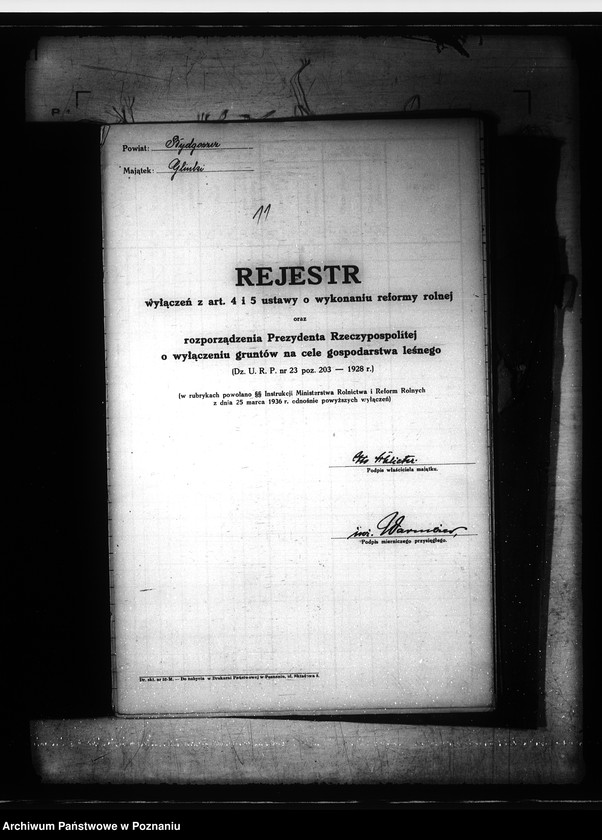 Obraz 20 z jednostki "Rejestr wyłączeń z artykułu 4 ustawy o wykonaniu reformy rolnej powiatu bydgoskiego"