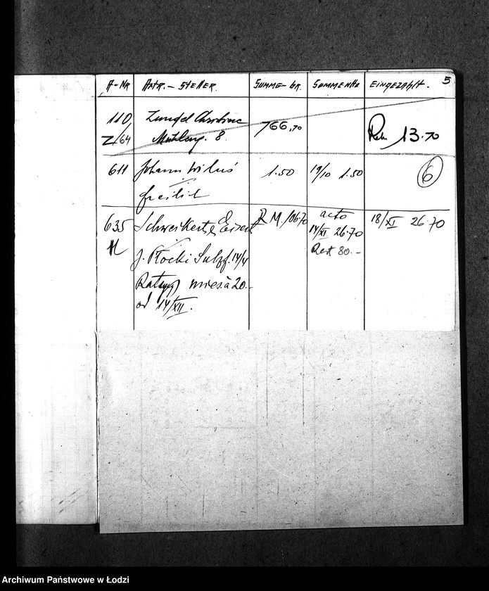 Obraz 9 z jednostki "[Spis obywateli polskich i niemieckich domagających się wypłaty komornego z ich domów znajdujących się w getcie]"