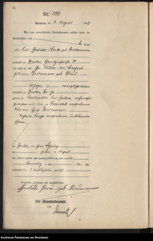 image.from.unit.number "Sterbe-Haupt-Register Breslau I 1899 Band 6"