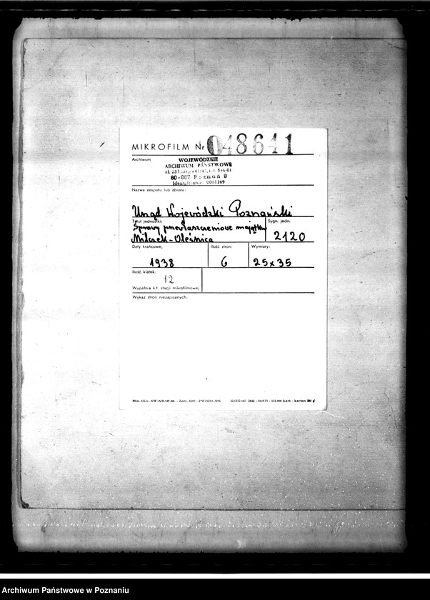 Obraz 2 z jednostki "Sprawy przewłaszczeniowe majątku Milczek-Oleśnica powiat chodzieski"