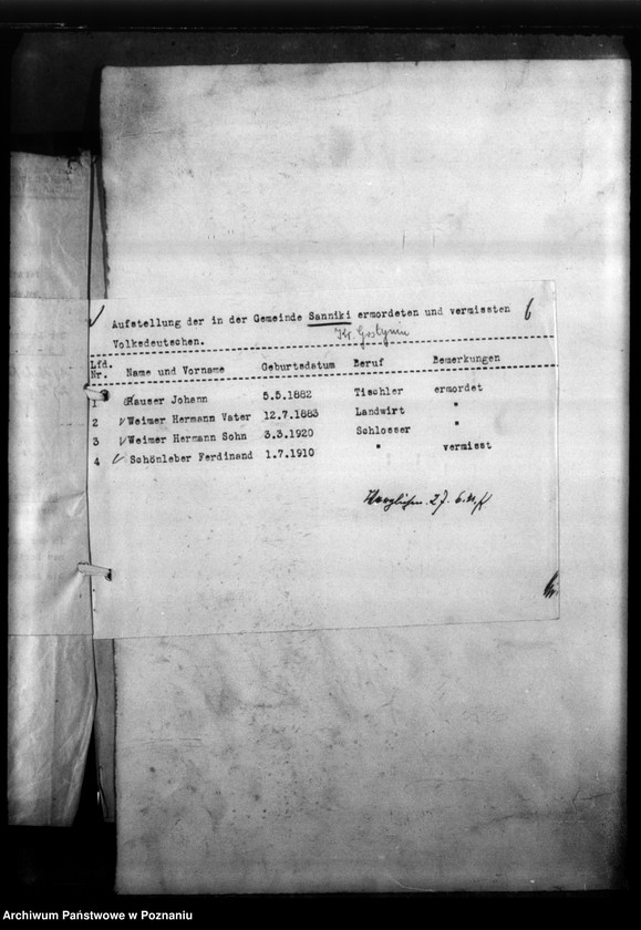 Obraz 10 z jednostki "Kreis Gostynin. Zgłoszenia zmarłych i zaginionych miejscowych Niemców w 1939 roku"