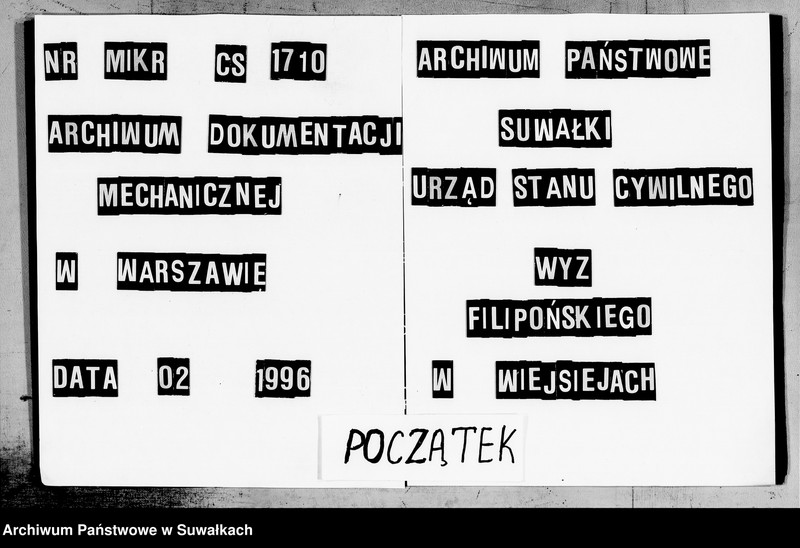 image.from.unit.number "Duplikat Akt Urodzonych, Zaślubionych i Zmarłych Urzędnika Stanu Cywilnego Sekty Filiponów Gminy Wiejsieje pro. 1863"