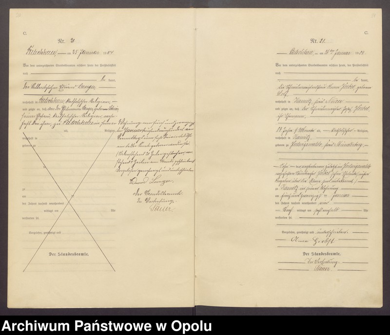 Obraz 13 z jednostki "Sterbe-Haupt-Register des Standesamts Patschkau Stadt und Land pro 1904"