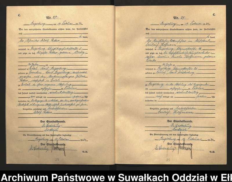 image.from.unit.number "C2. Sterbe - Register (Neben - Register) Standesamt Angerburg Ostpr. einschl. der Standesamtsbezirk Gross Strengeln, Kehlen und Prinowen"