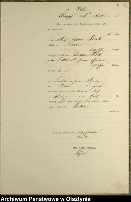 image.from.unit.number "Haupt-Geburts-Register Nr 1 - 25"