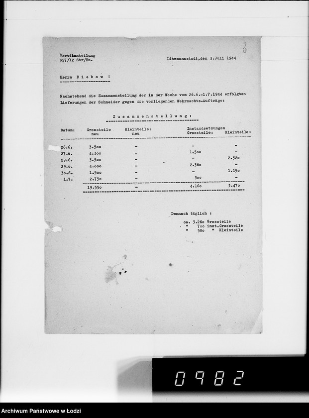 Obraz 7 z jednostki "Aufstellung laufender Aufträge und der Arbeitsressort"