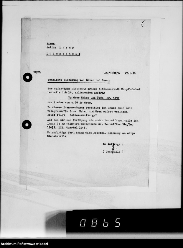 Obraz 10 z jednostki "Kriegsauftrag SS 5124-119-7-304843 13.510 Schutzmäntel f. Kraftfahrer K-Z 6"