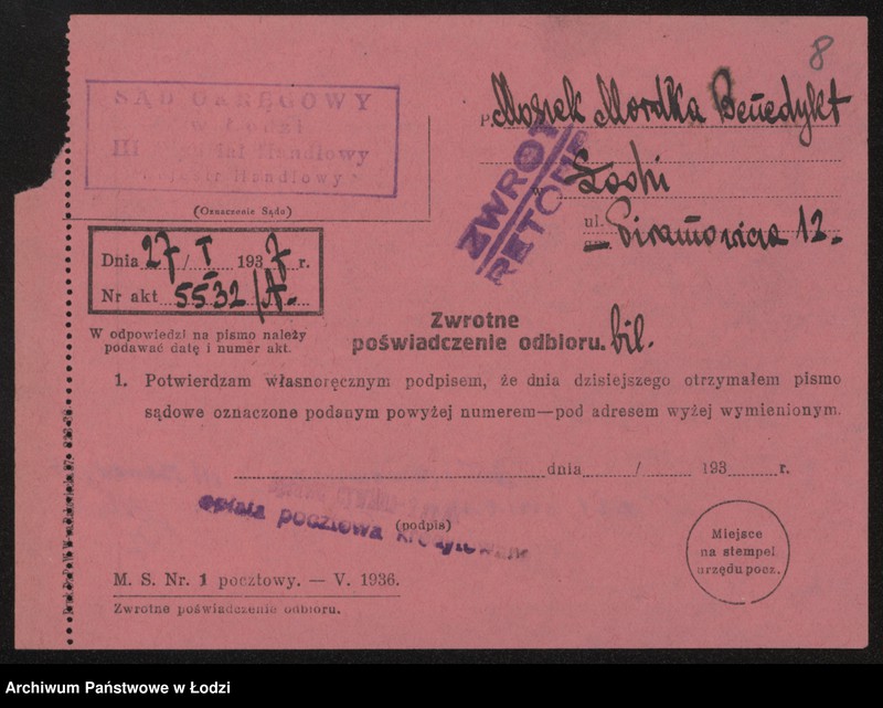 Obraz 10 z jednostki "Moszek Mordka Benedykt- sprzedaż odpadków"