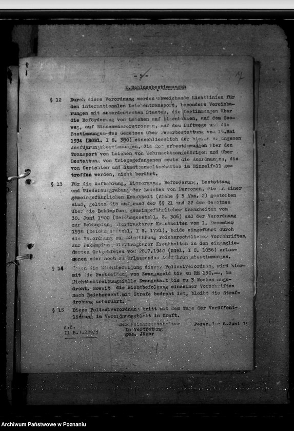 Obraz 11 z jednostki "Bestattung menschlicher Leichen. Überwachung der Lager des Bundes Deutscher Mädel. Bekämpfung der Verlausung. Typhussonderermittlung"