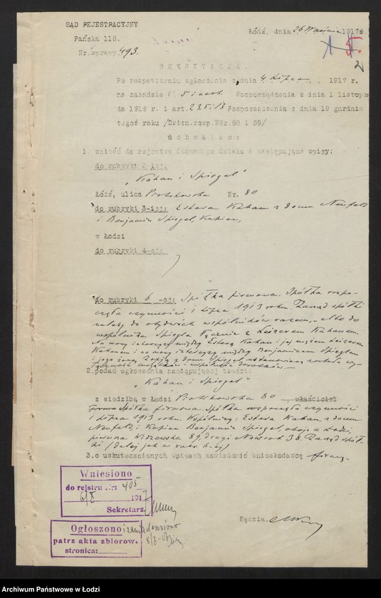 Obraz 4 z jednostki "Kahan i Szpigiel - spółka handowa"