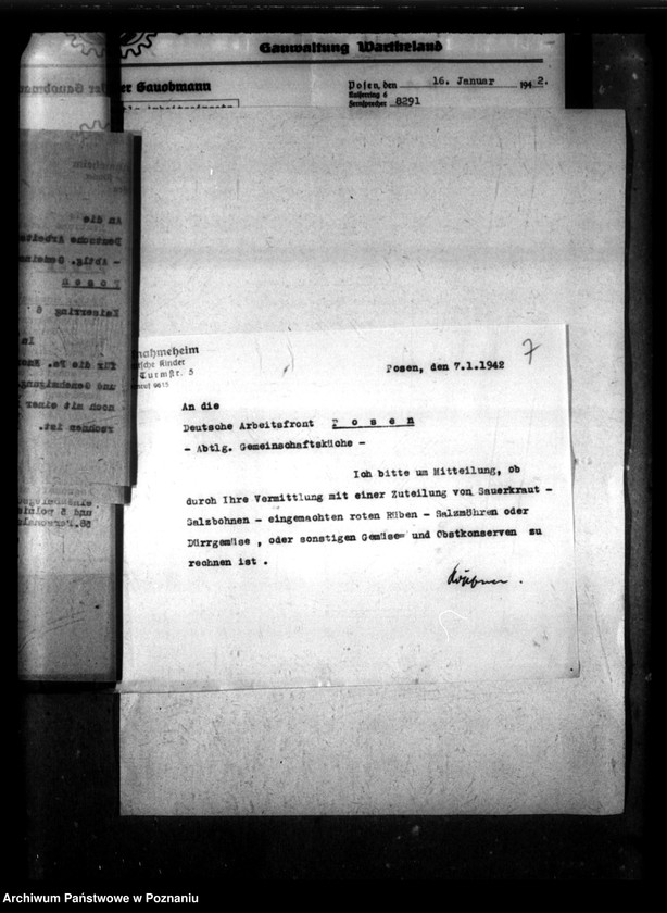 Obraz 11 z jednostki "Schriftwechsel mit der Deutsche Arbeiters Front [Korespondencja w sprawie zbiorowego żywienia]."