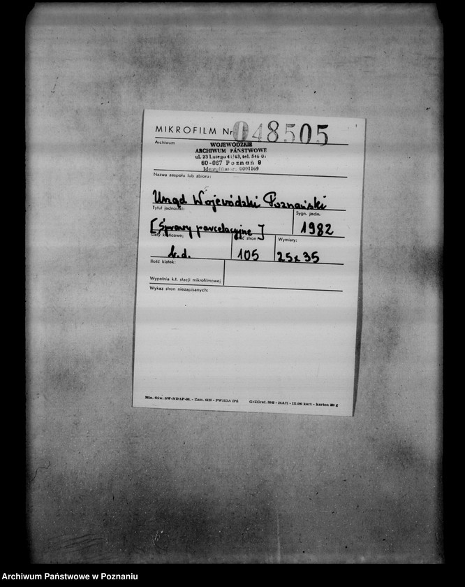 Obraz 2 z jednostki "Sprawy parcelacyjne zestawienie /wykaz/ parcelacji rządowej, prywatnej /z terenów powiatów- bydgoskiego, inowrocławskiego, szubińskiego, wyrzyskiego/"