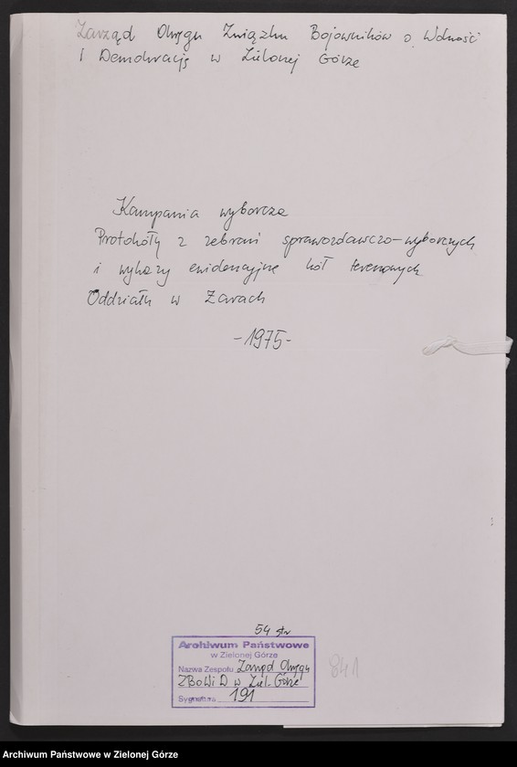 image.from.unit.number "Oddział Powiatowy ZBoWiD w Żarach. Kampania wyborcza. Zebrania sprawozdawczo-wyborcze i wykazy ewidencyjne kół terenowych "