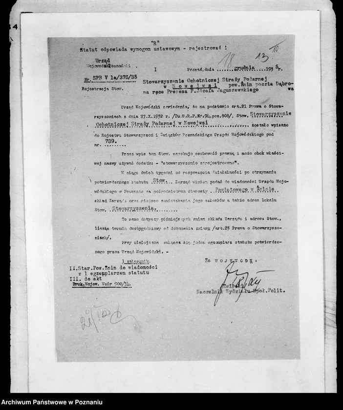 Obraz 15 z jednostki "/Stowarzyszenie ochotniczej straży pożarnej powiatu żnińskiego/ litery od N-Z"