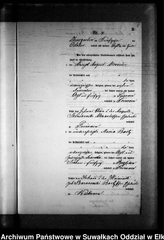 image.from.unit.number "Heiraths-Neben-Register des Preussischen Standes-Amtes Prinowen Kreis Angerburg"