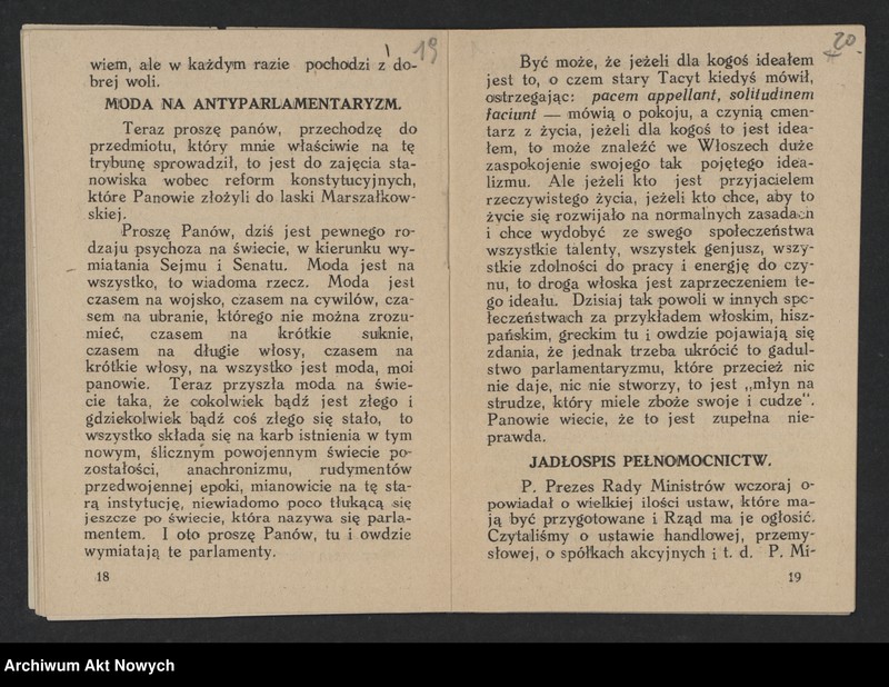 image.from.unit.number "Pozner Stanisław (Senator); Załączniki: S. Pozner - "W obronie demokracji". Przemówienie w Senacie w dn. 31 VII 1926 r.; L.1"