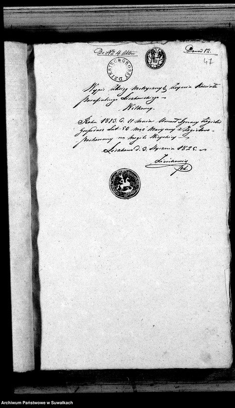 Obraz 17 z jednostki "Liszkowie dowody do aktów ślubnych urzędnika stanu cywilnego z całego roku 1825"
